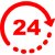 A red number 24 is encircled by a red arrow forming a partial loop, representing Stat Pest Control’s commitment to 24-hour service or availability.