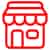 Red outline icon of a small storefront with an awning, one door, and one window—ideal for representing Stat Pest Control’s local presence.