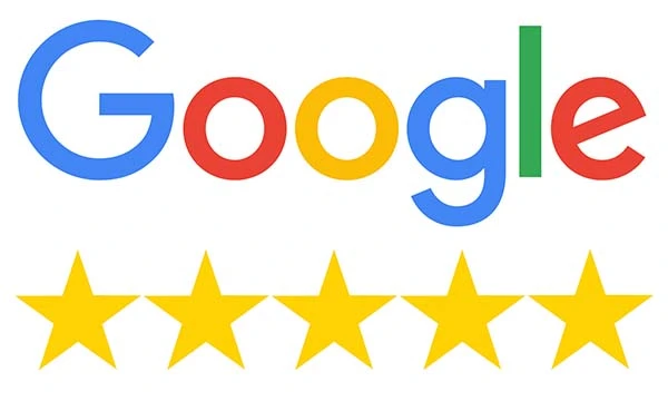 The Google logo is displayed above five yellow stars in a row, representing a five-star rating for Stat Pest Control.